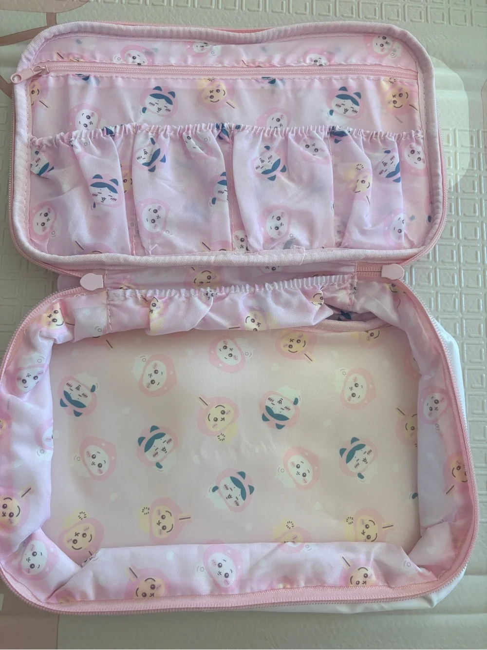 Pink Kawaii Character Cosmetic Bag